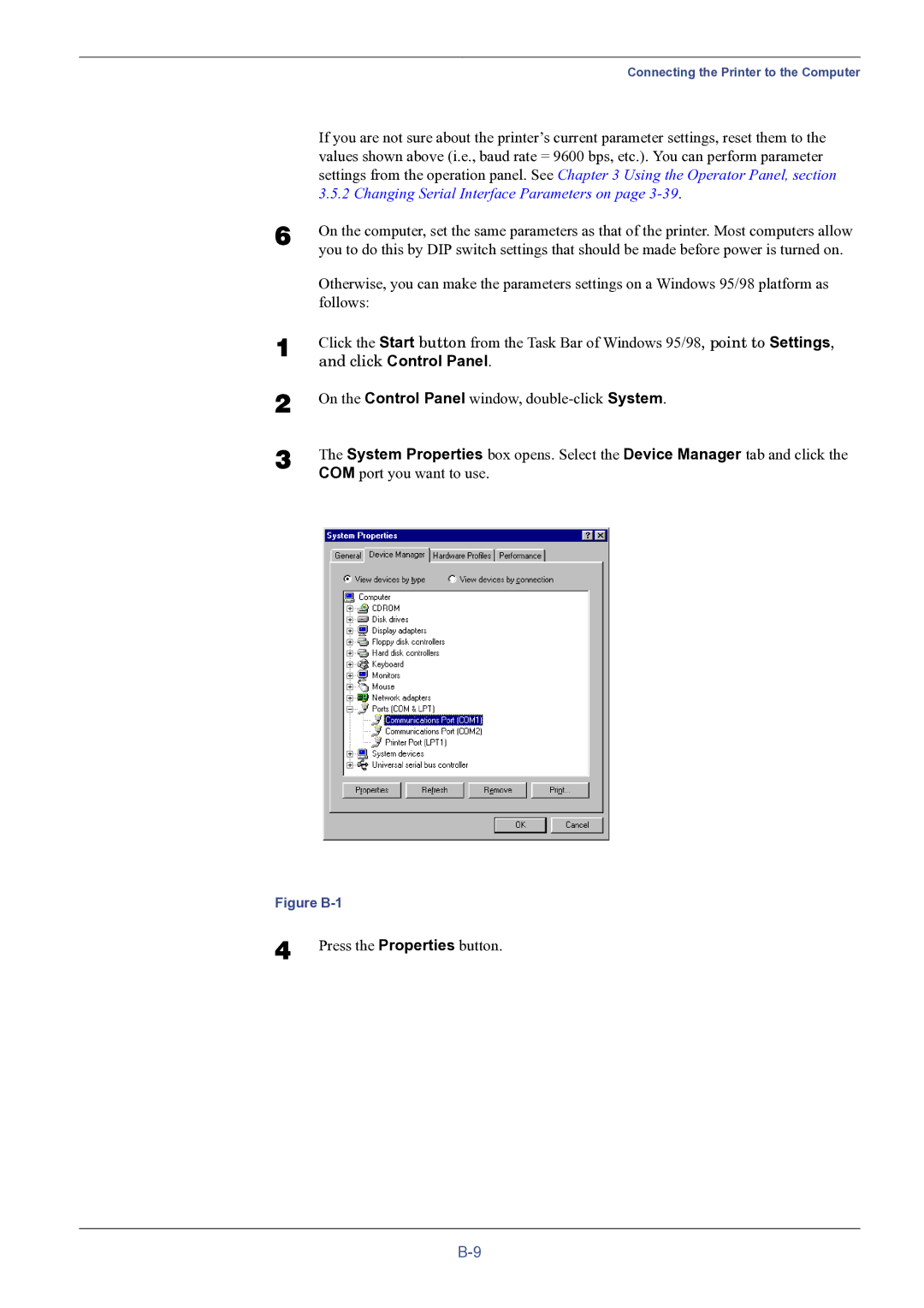 HP FS-8000C manual Changing Serial Interface Parameters on 