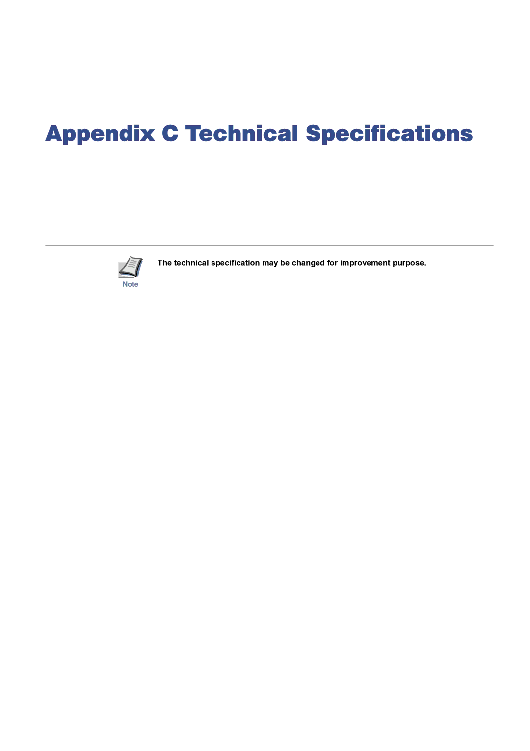 HP FS-8000C manual Appendix C Technical Specifications 