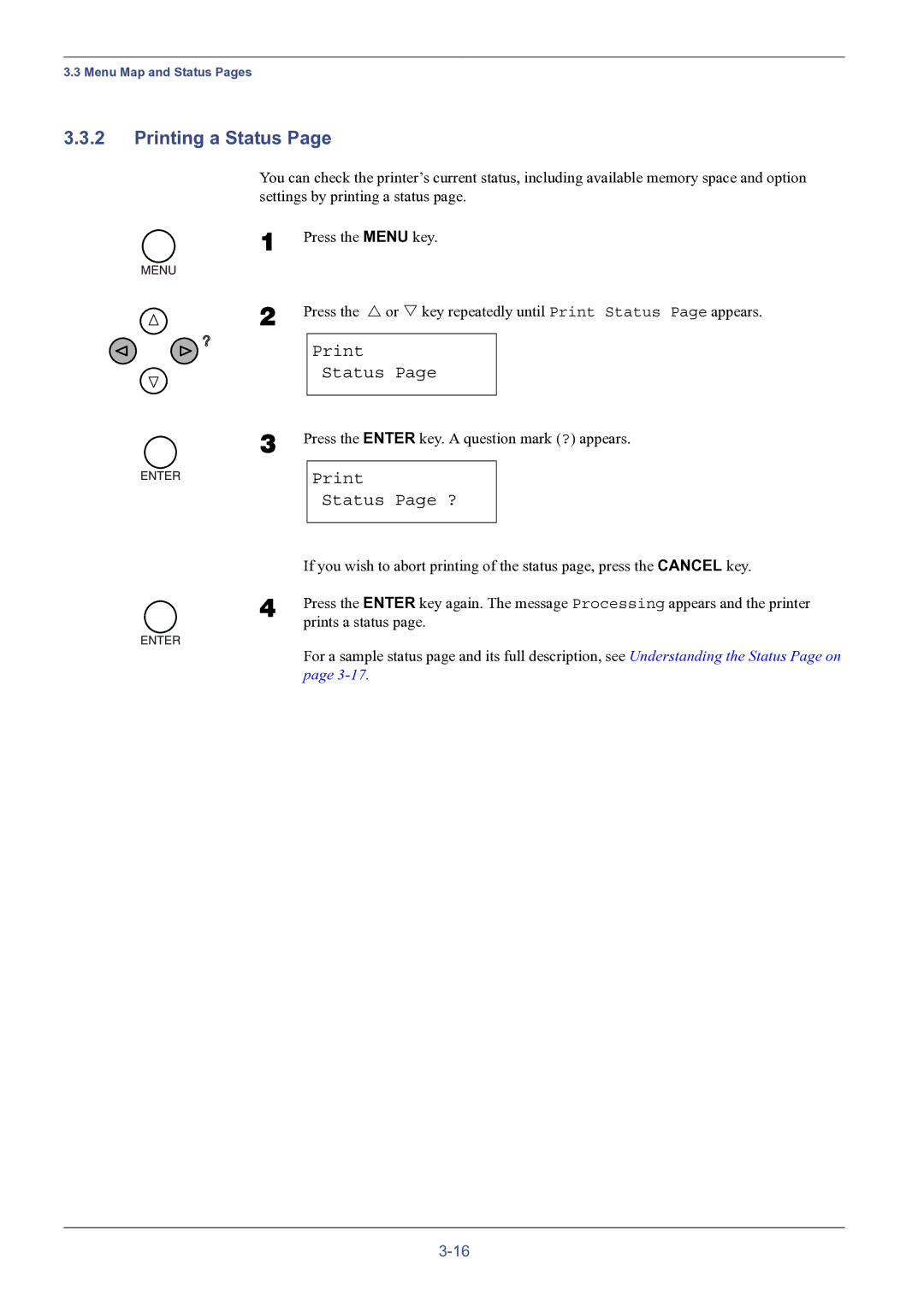 HP FS-8000C manual Printing a Status, Print Status Page ? 