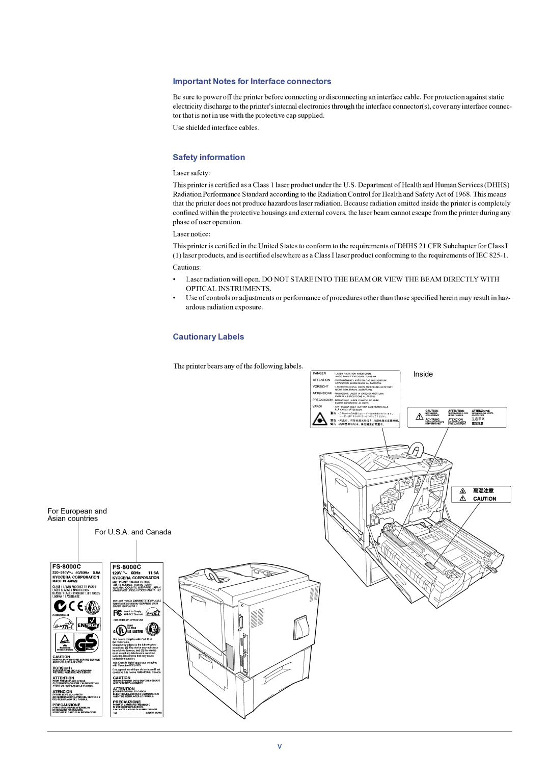 HP FS-8000C manual Important Notes for Interface connectors 