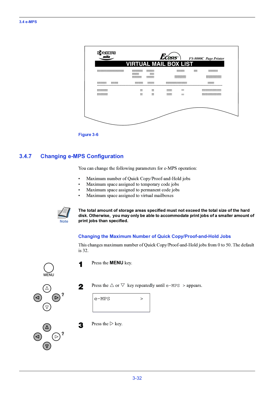 HP FS-8000C manual Changing e-MPS Configuration, Print jobs than specified 