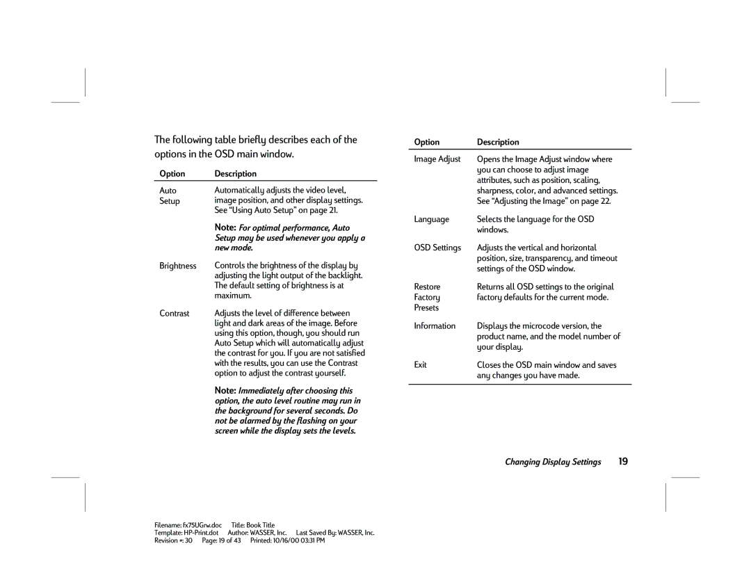 HP FX75 manual Option Description, New mode 