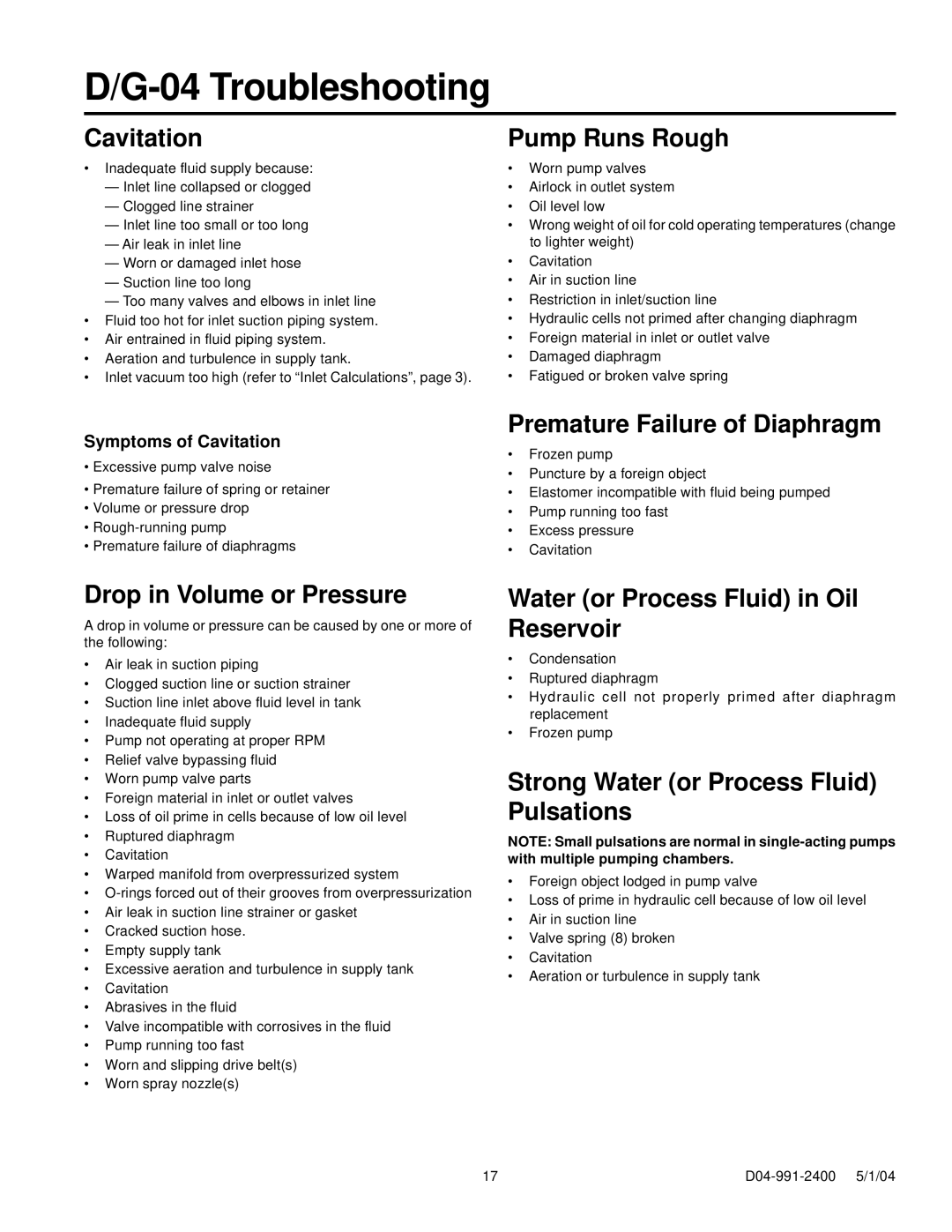 HP D-04, G-04 manual Troubleshooting 