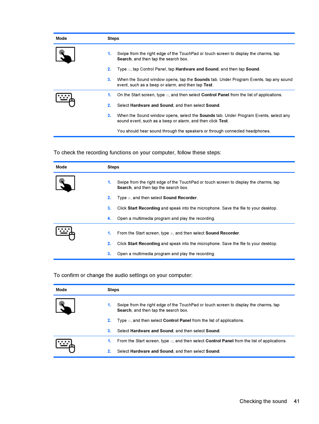 HP g012nr manual To confirm or change the audio settings on your computer 