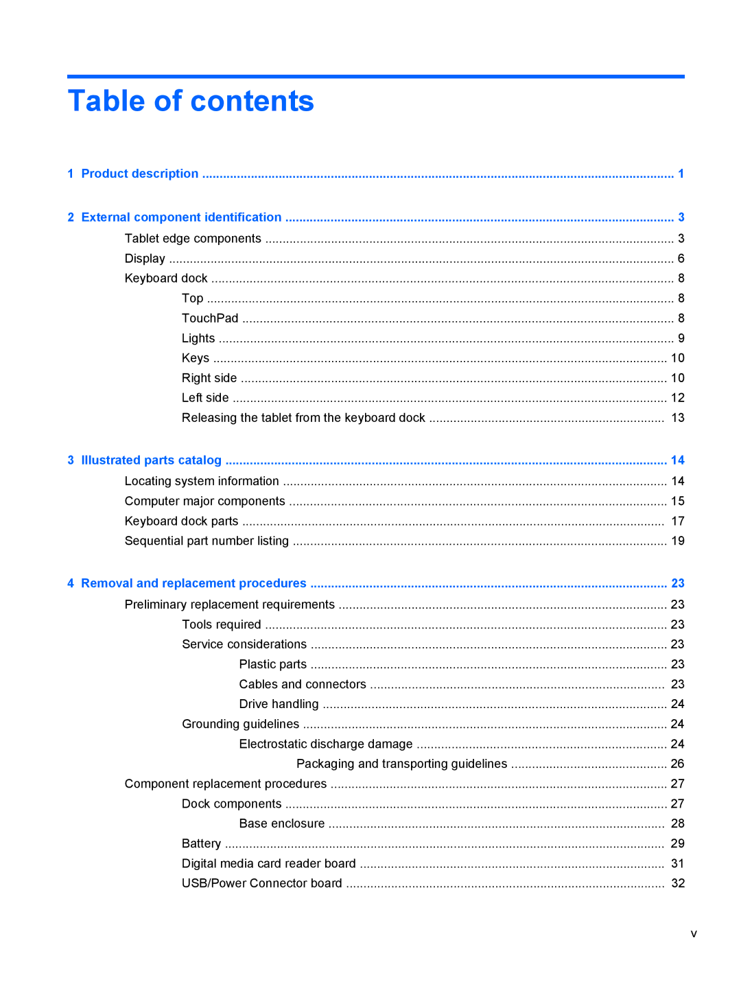 HP g012nr manual Table of contents 