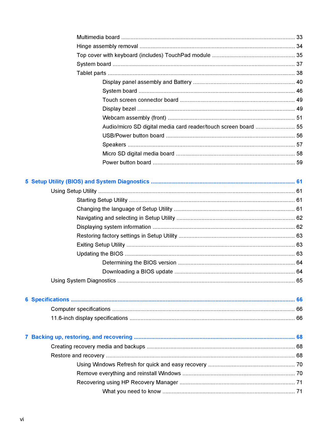 HP g012nr manual Computer specifications Inch display specifications 