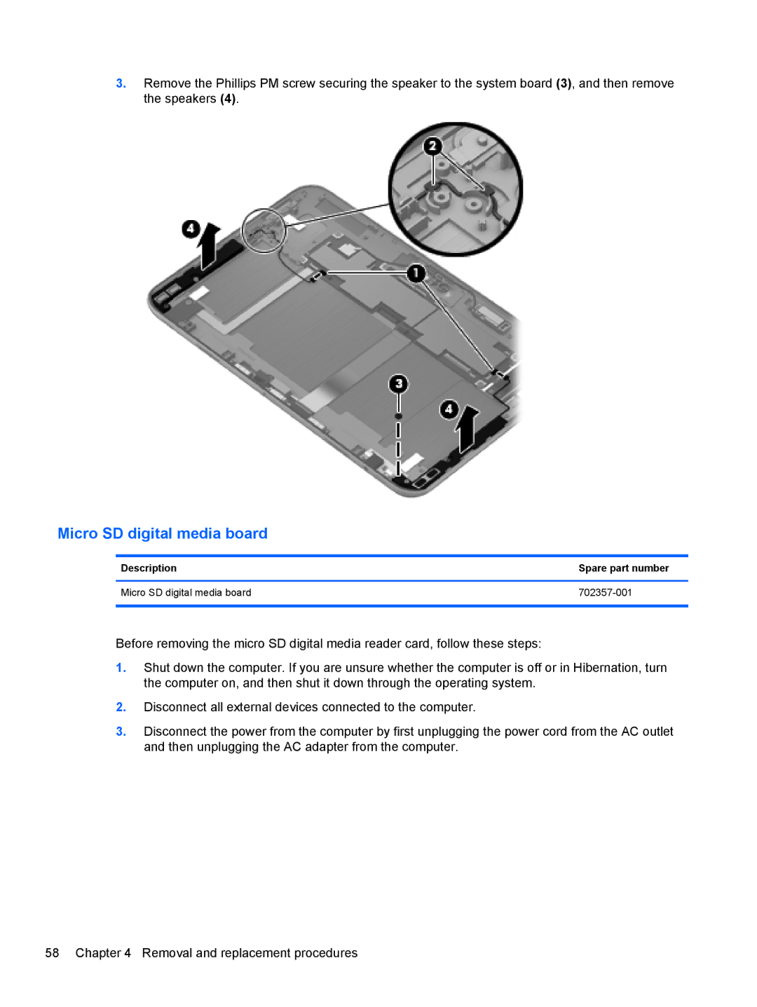 HP g012nr manual Micro SD digital media board 