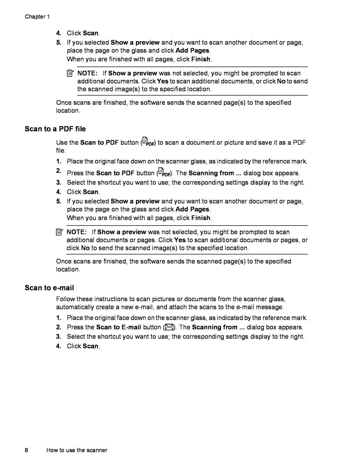 HP G3110 L2698A manual Scan to a PDF file, Scan to e-mail 