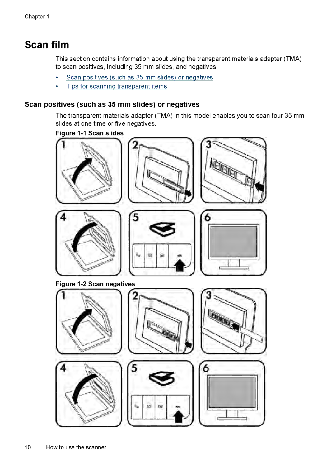 HP G3110 Photo manual Scan film, Scan positives such as 35 mm slides or negatives 