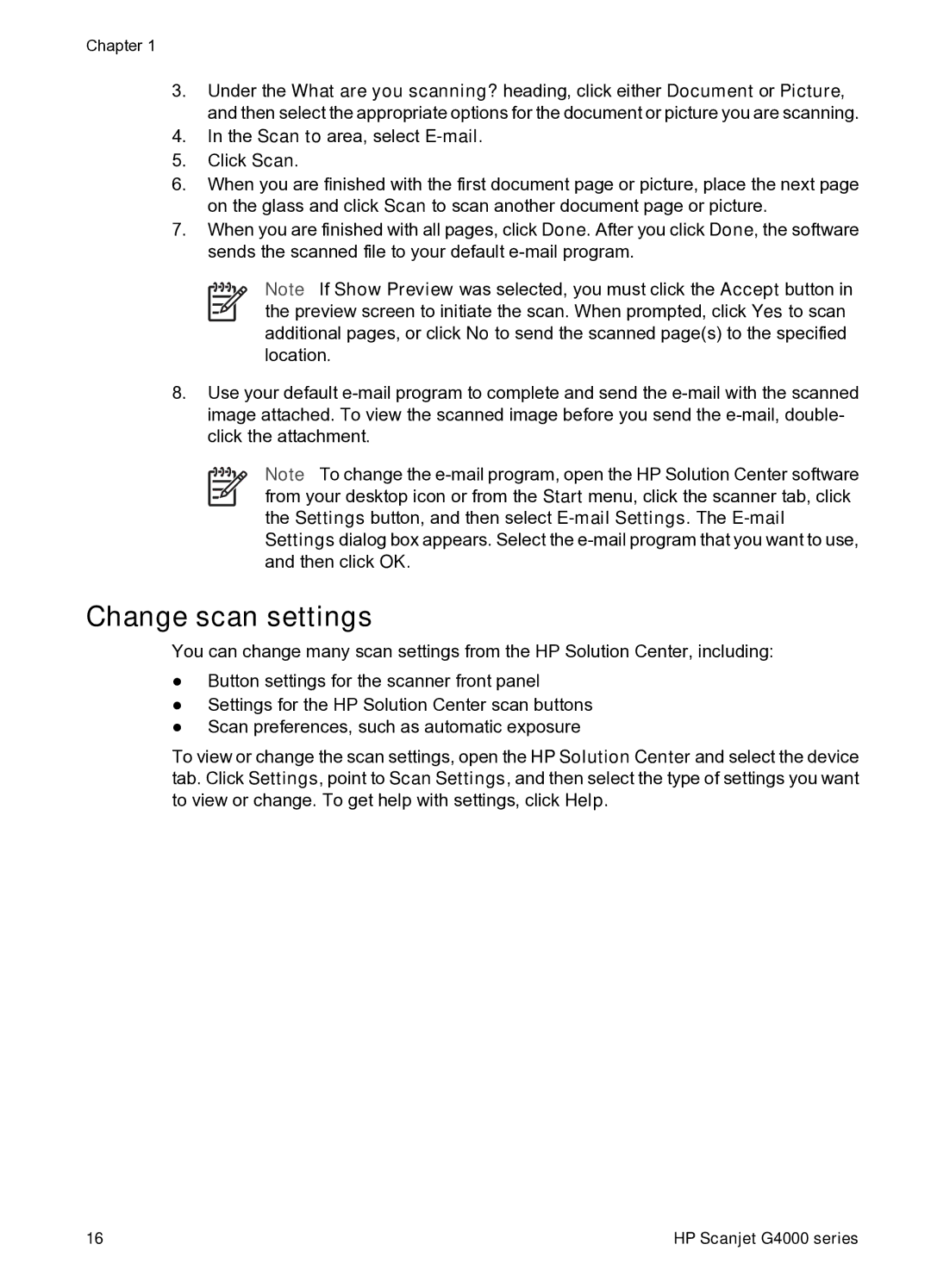 HP G4010 Photo manual Change scan settings 