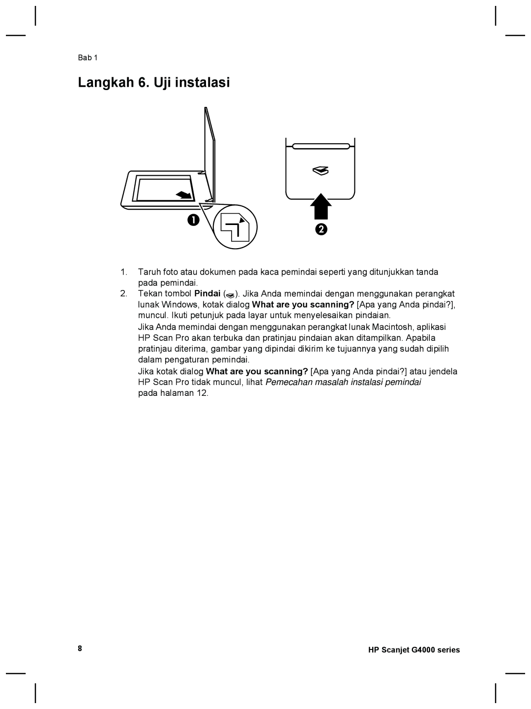 HP G4010 Photo manual Langkah 6. Uji instalasi 