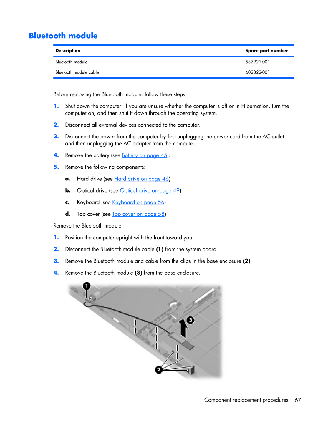 HP CQ42, G42 manual Bluetooth module 