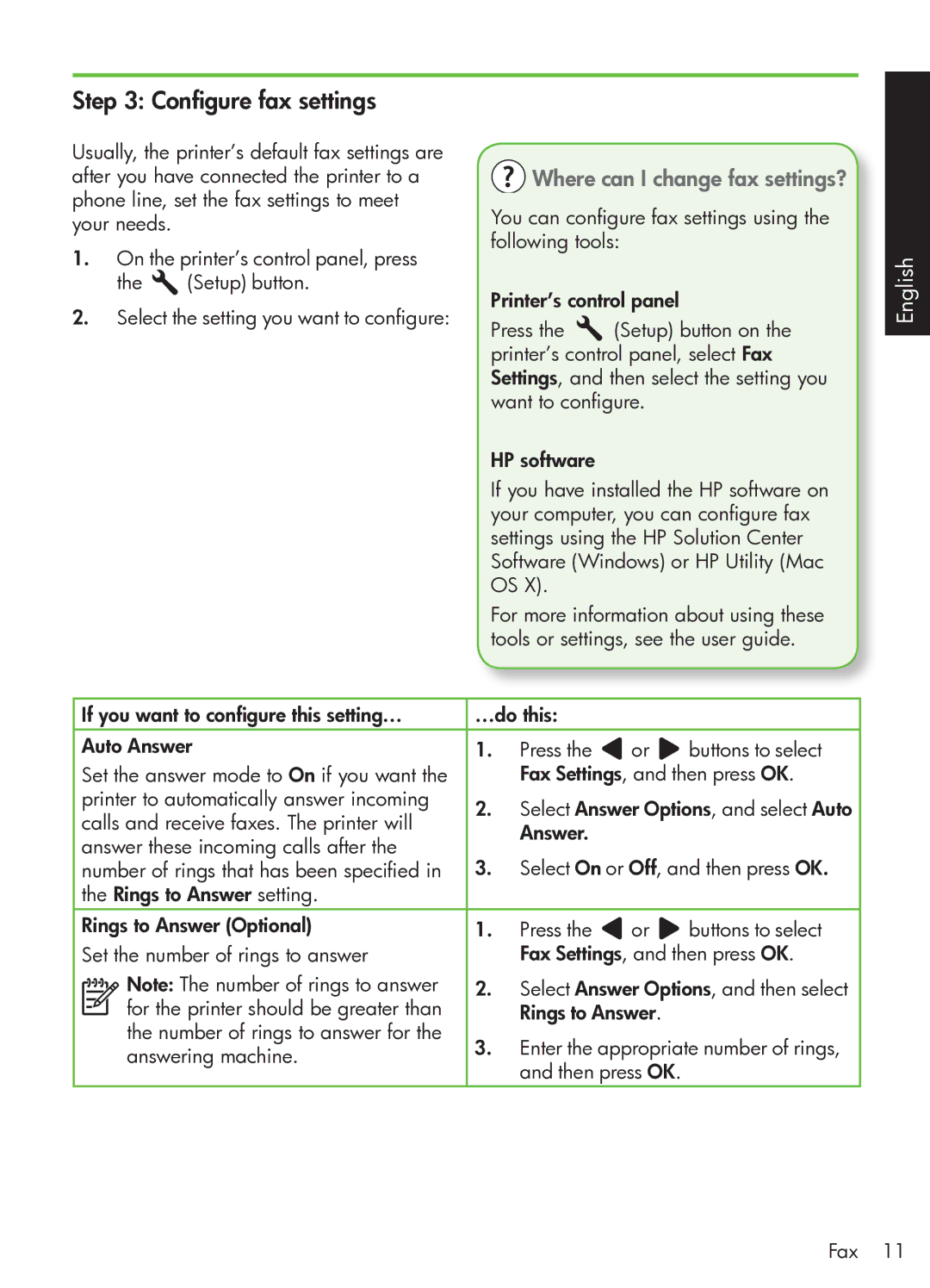 HP G510 manual Configure fax settings, Where can I change fax settings? 