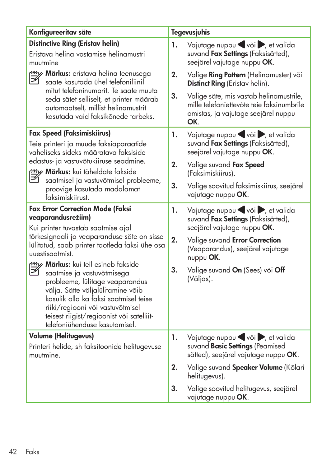 HP G510 manual Valige suvand Fax Speed 