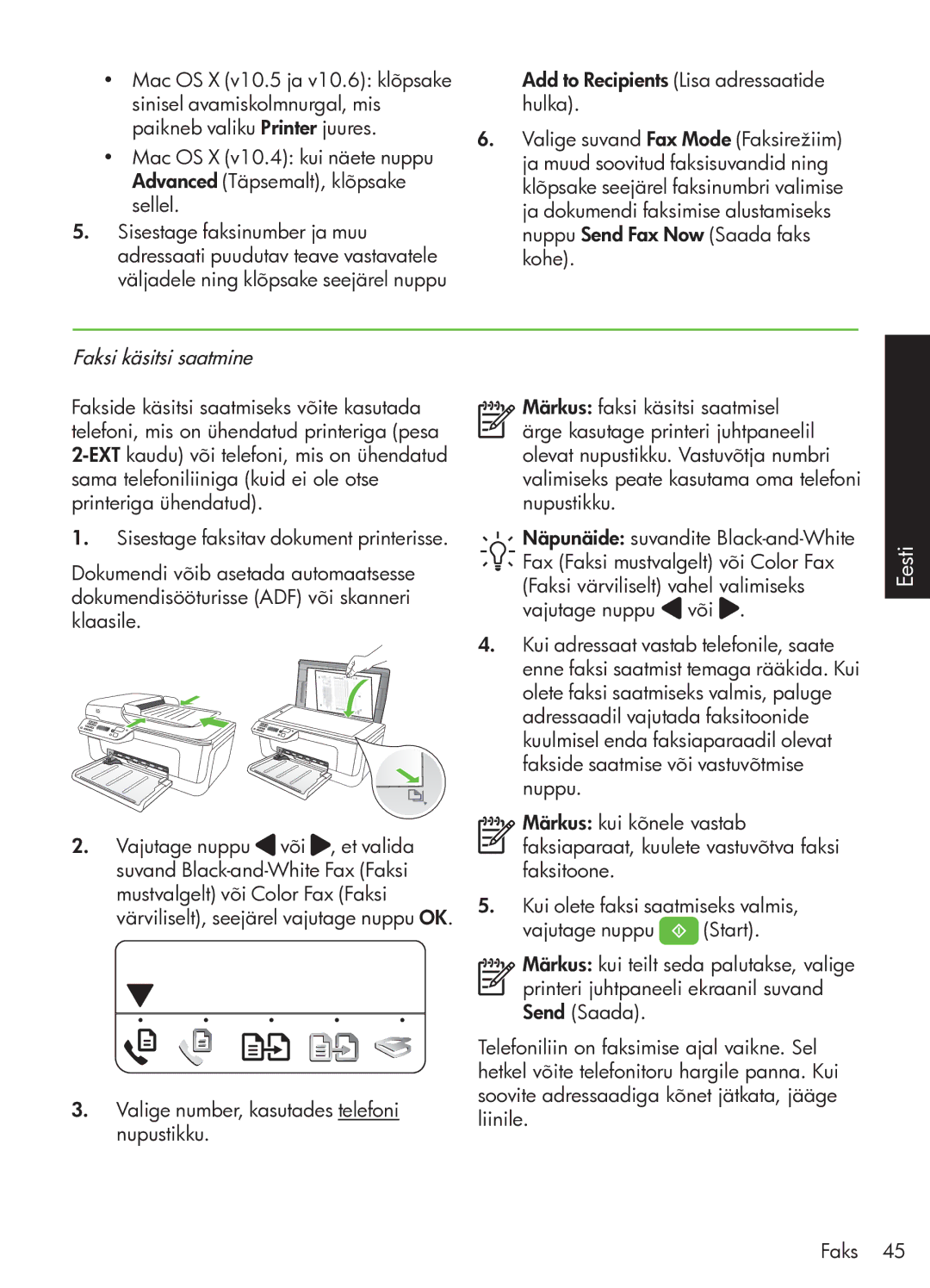 HP G510 manual Faksi käsitsi saatmine 