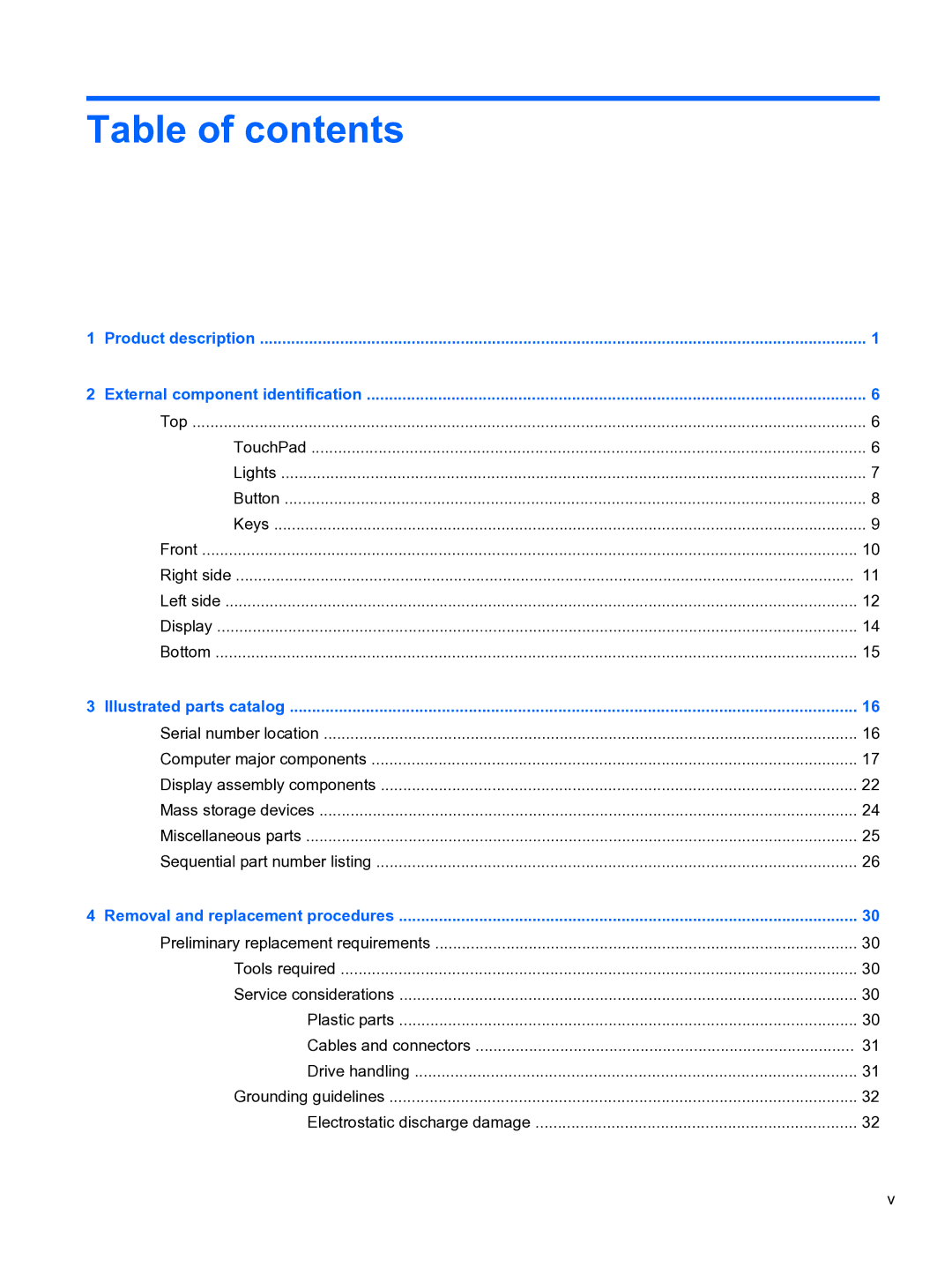 HP g6-1b6n8r G6 manual Table of contents 