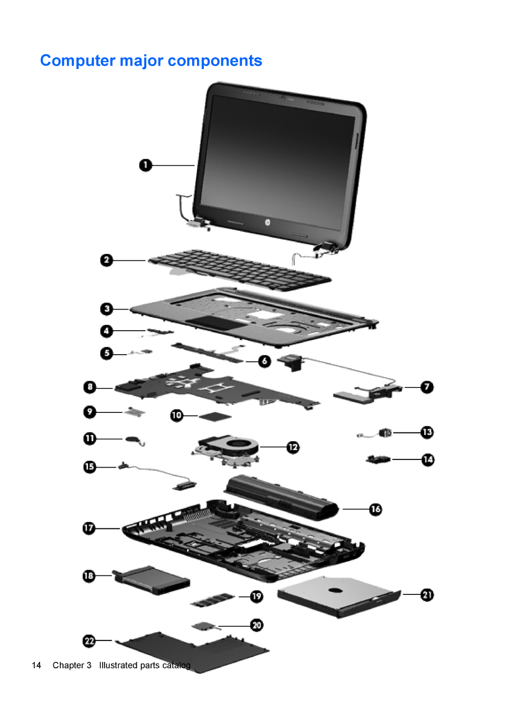 HP g6-1b6n8r QA059UAR#ABA manual Computer major components, Illustrated parts catalog 