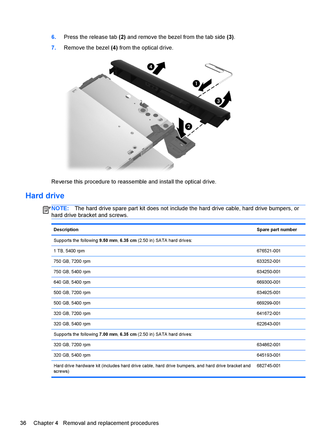 HP g6-1b6n8r QA059UAR#ABA manual Hard drive 