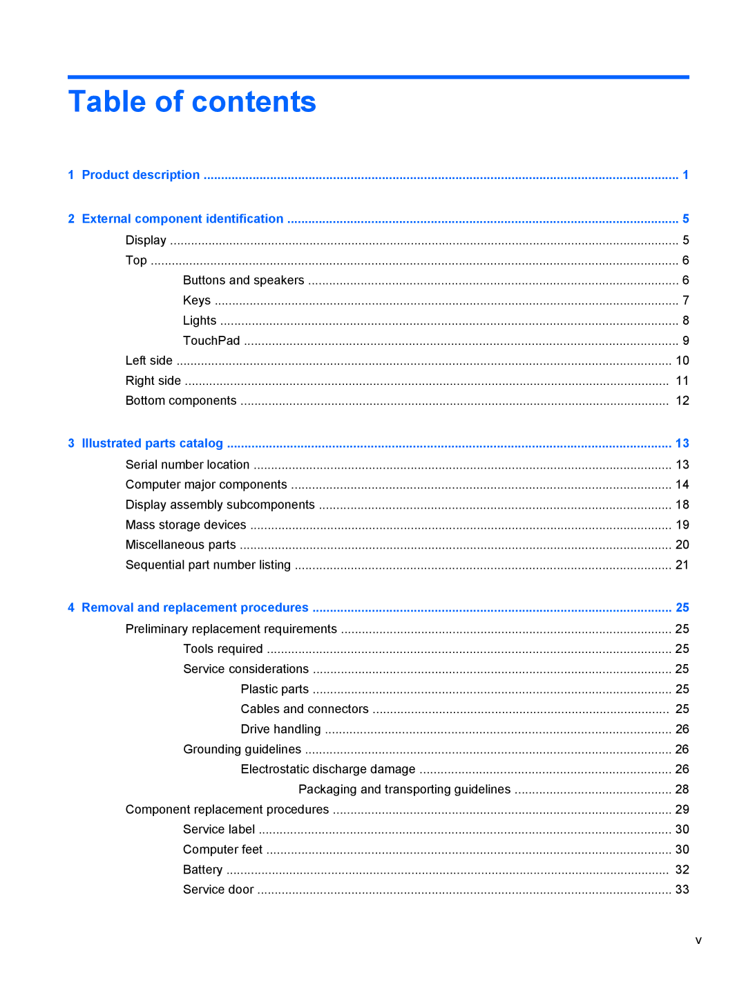 HP g6-1b6n8r QA059UAR#ABA manual Table of contents 