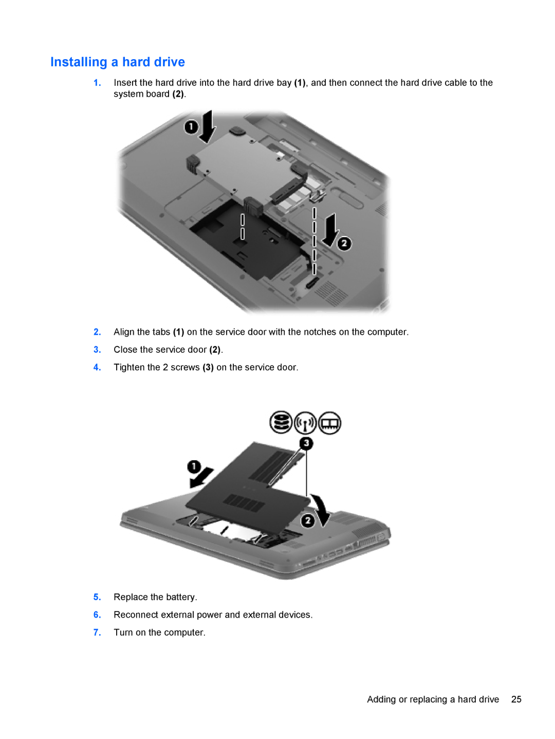 HP g6-1c62us manual Installing a hard drive 