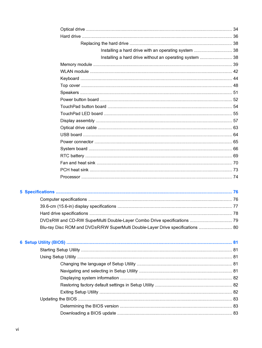 HP g6-2111us manual Specifications 