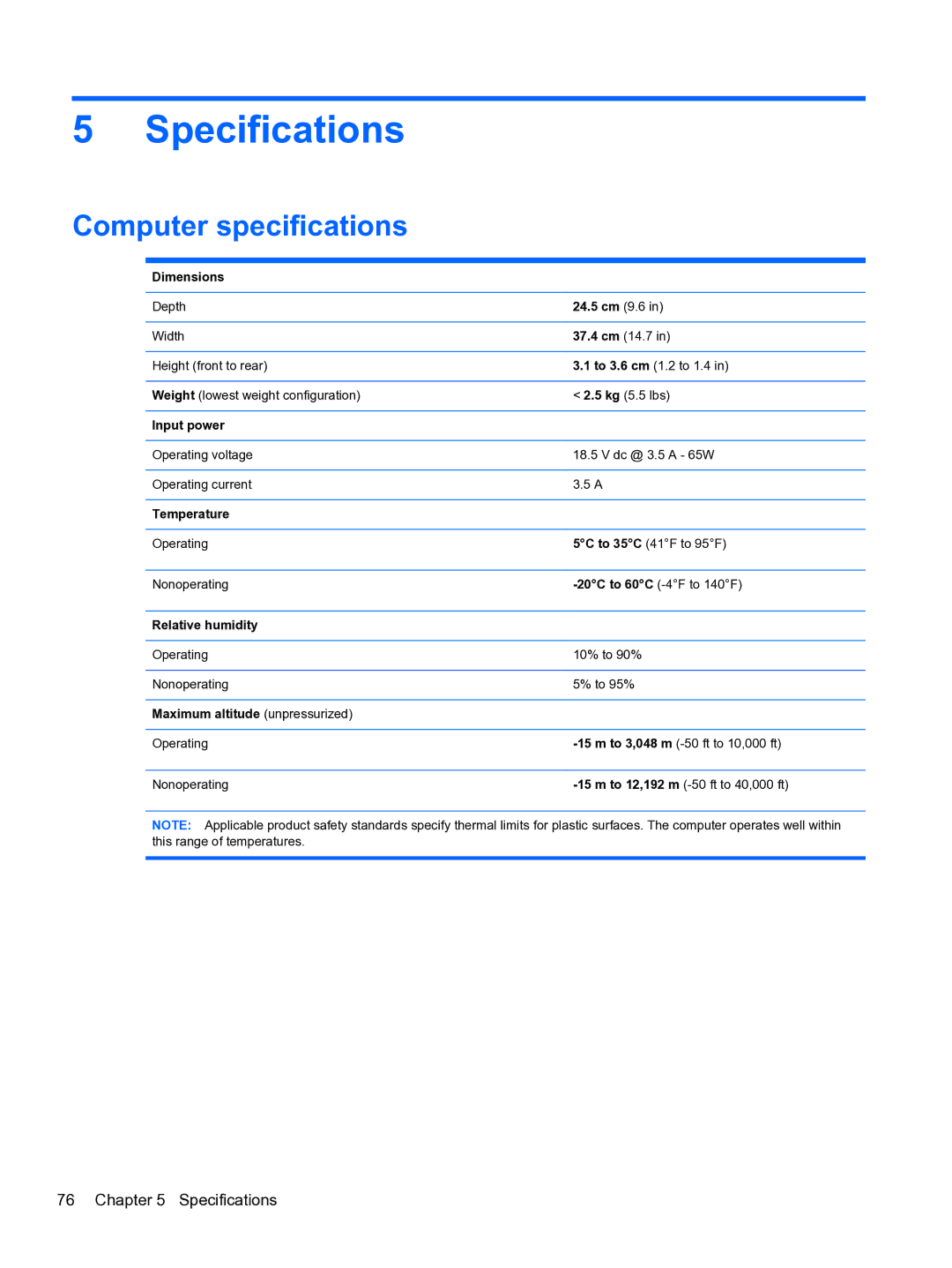 HP g6-2111us manual Specifications, Computer specifications 