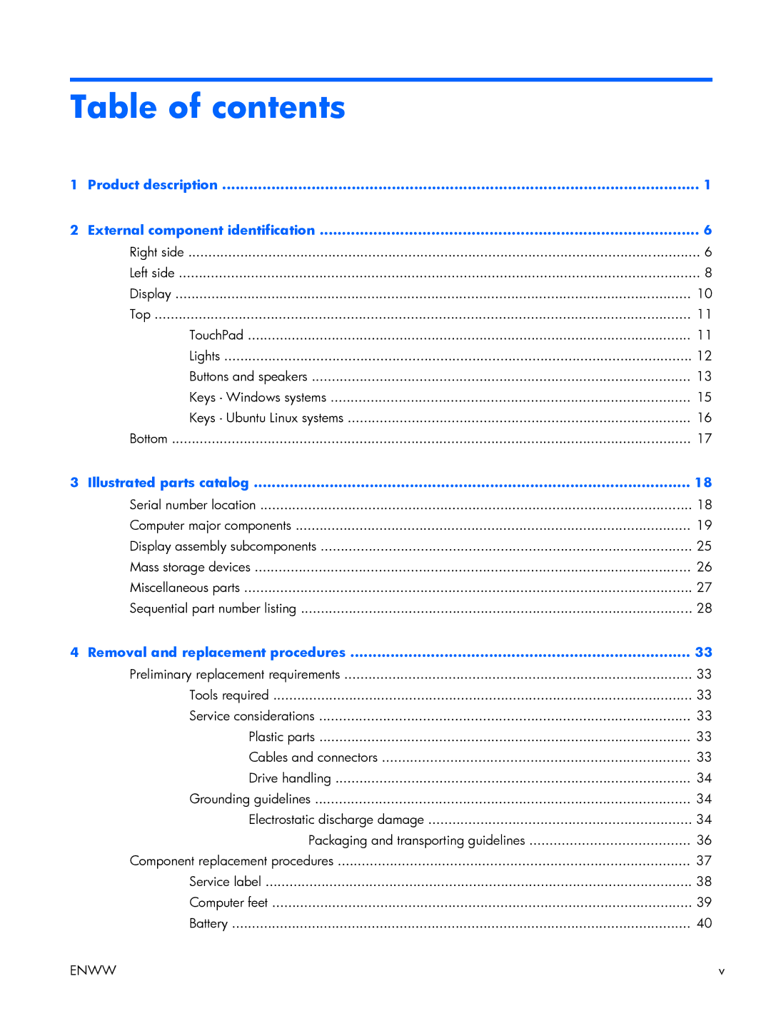 HP g6 C2N47UARABA, G6-2249wm C2N47UARABA manual Table of contents 