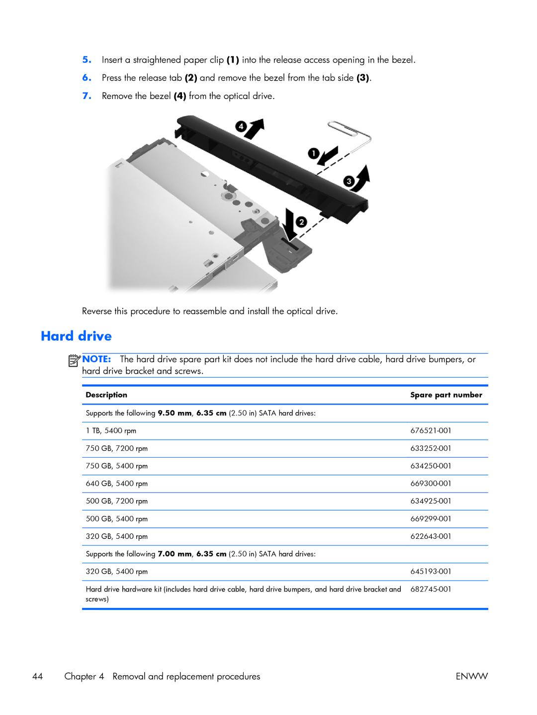 HP G6-2249wm C2N47UARABA, g6 C2N47UARABA manual Hard drive 