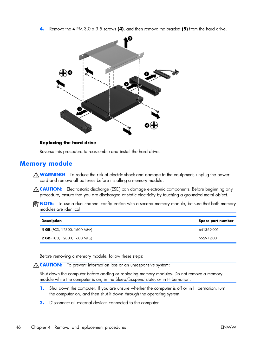 HP G6-2249wm C2N47UARABA, g6 C2N47UARABA manual Memory module 