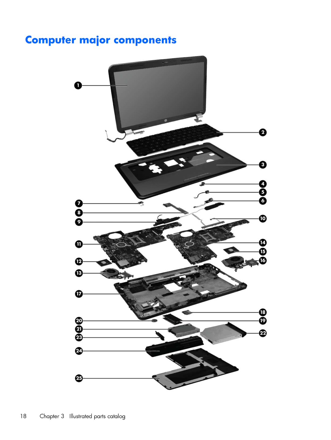 HP G6 B9P54UA manual Computer major components, Illustrated parts catalog 