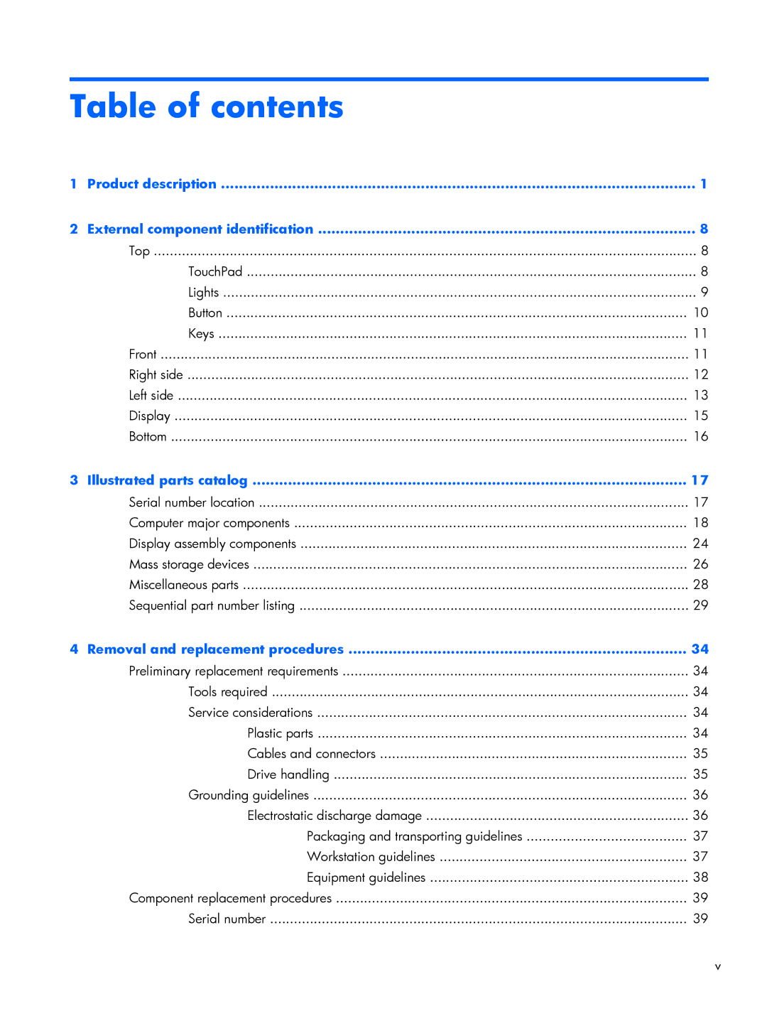 HP G6 B9P54UA manual Table of contents 