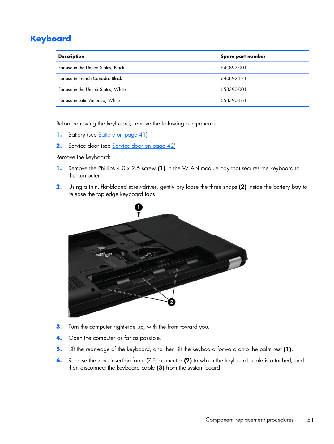 HP G6 B9P54UA manual Keyboard 