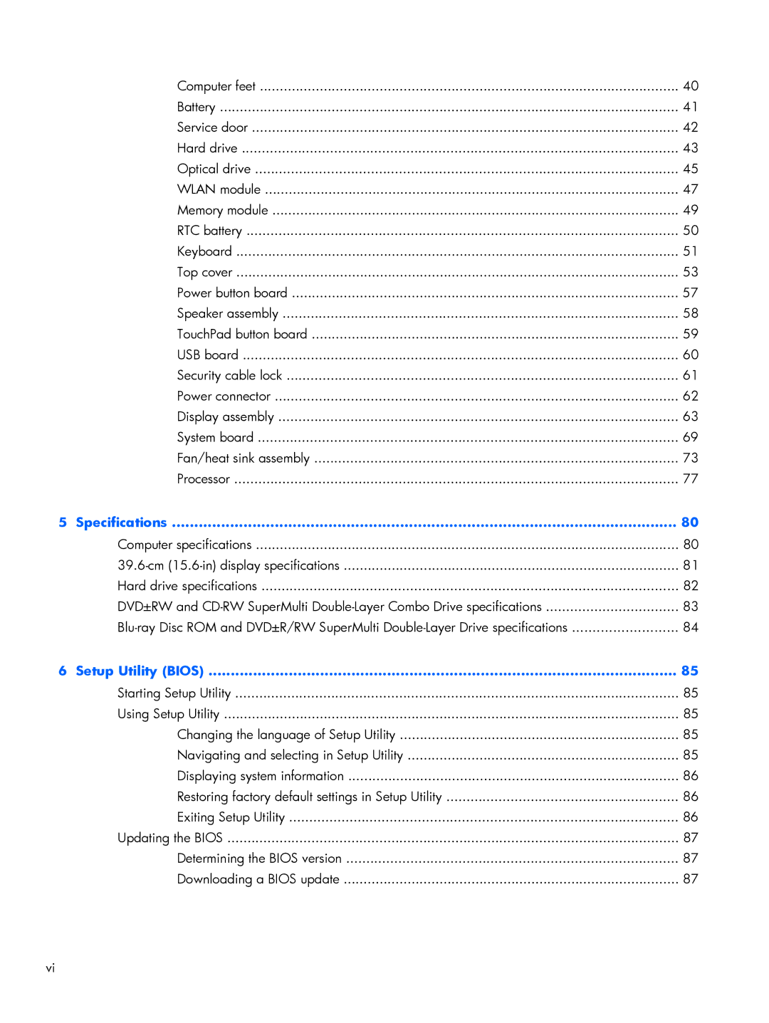 HP G6 B9P54UA manual Specifications 