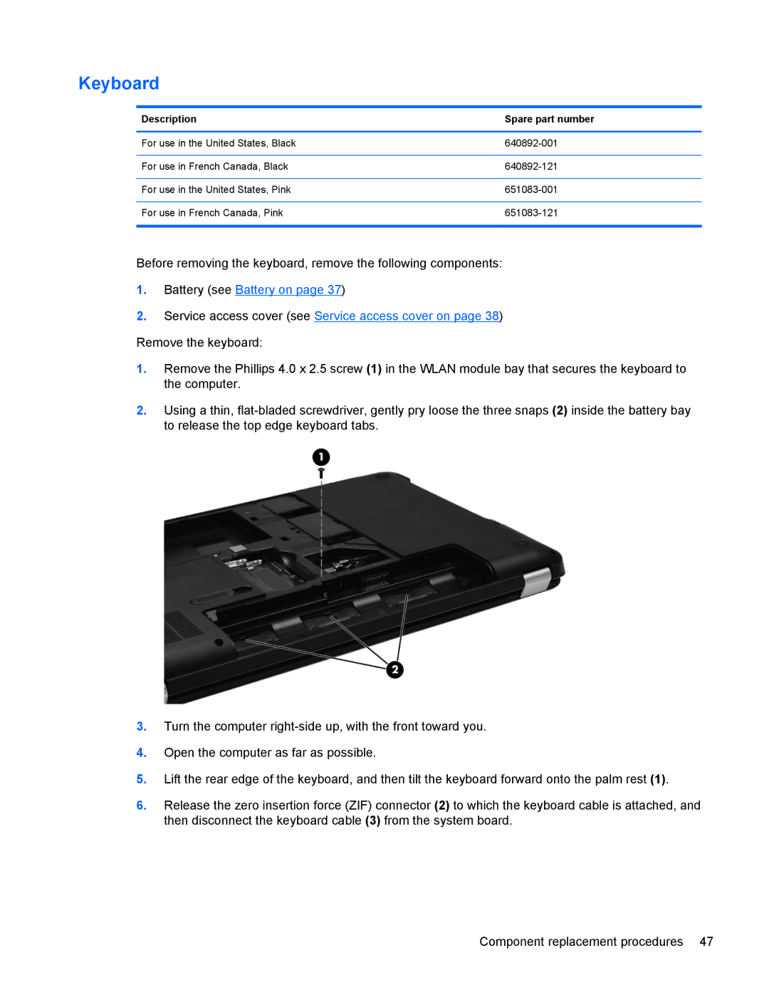 HP G6 manual Keyboard 