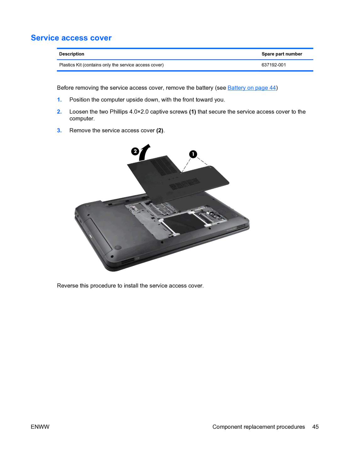 HP G6 manual Service access cover 