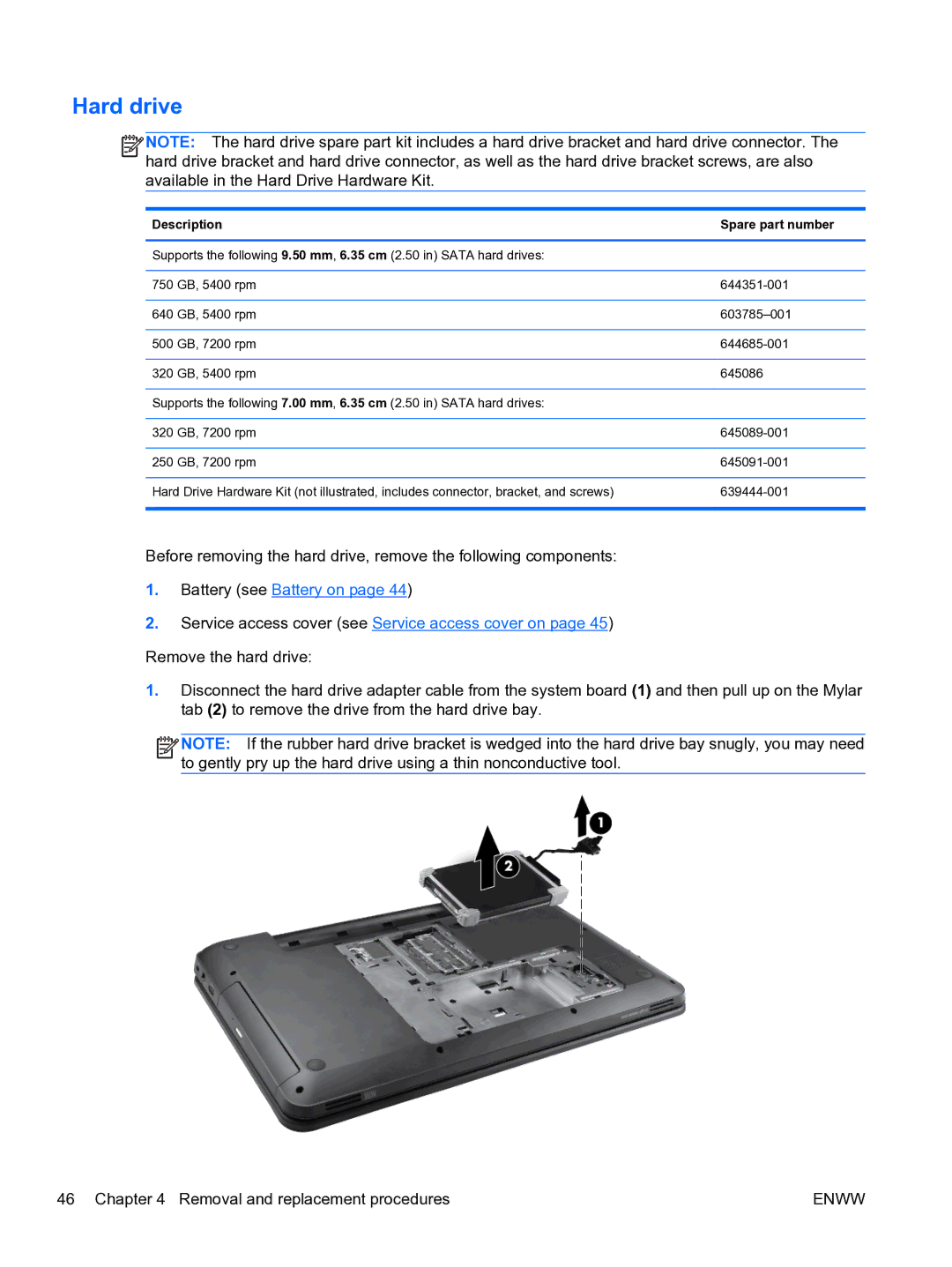 HP G6 manual Hard drive 