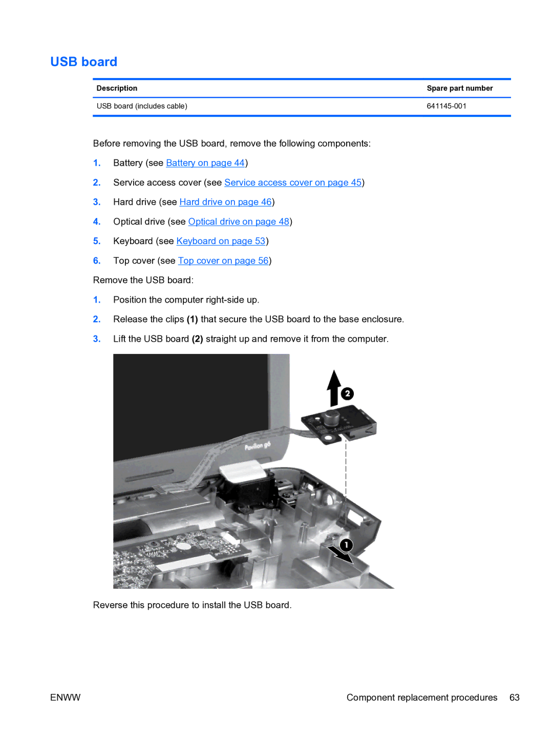 HP G6 manual USB board 