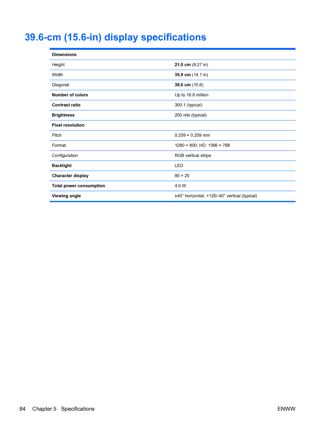 HP G6 manual 39.6-cm 15.6-in display specifications 