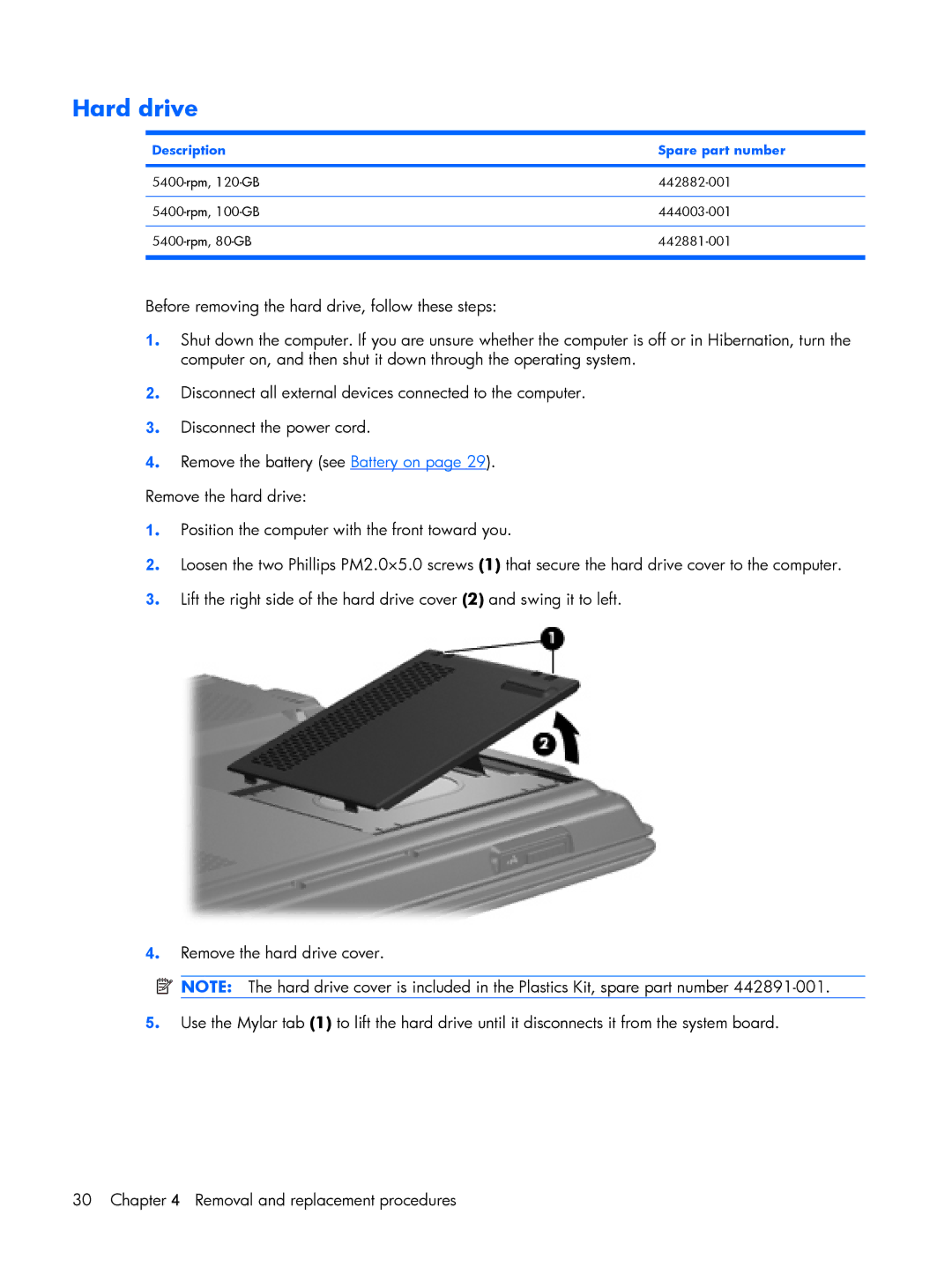 HP G6000 manual Hard drive 