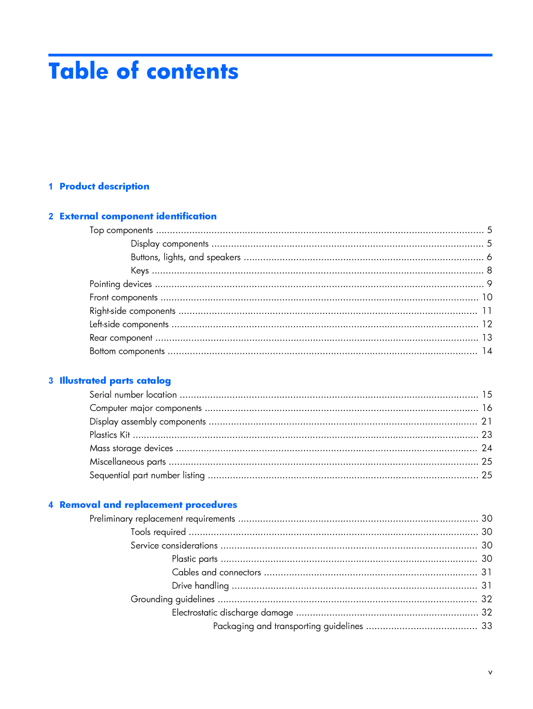 HP G6000 manual Table of contents 