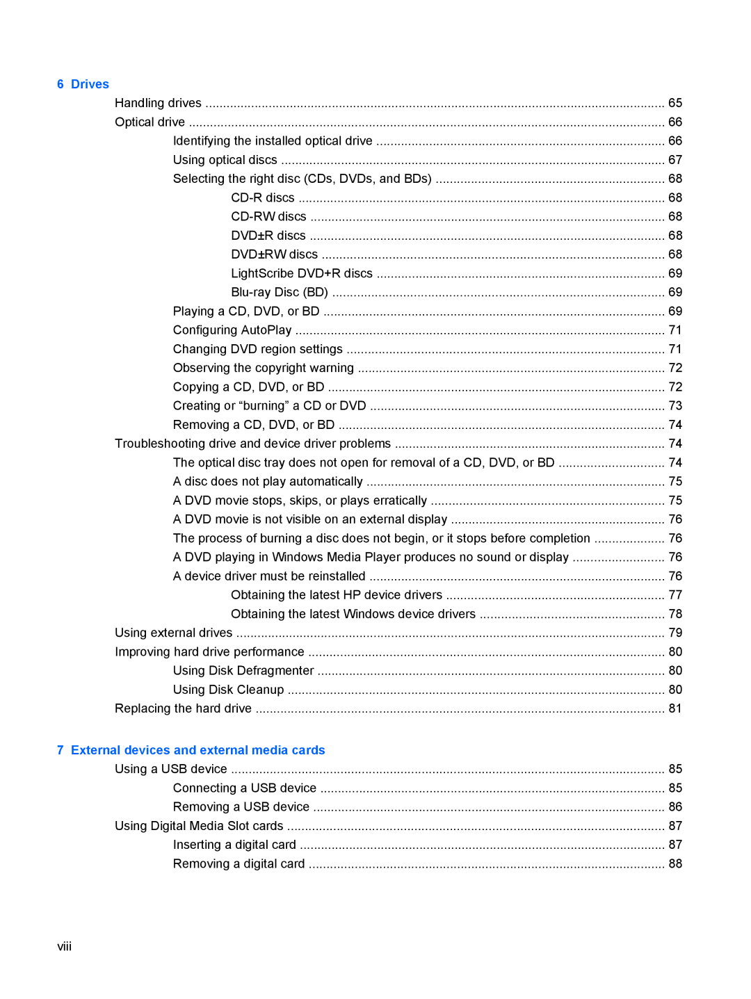 HP G72-B66US manual Drives 