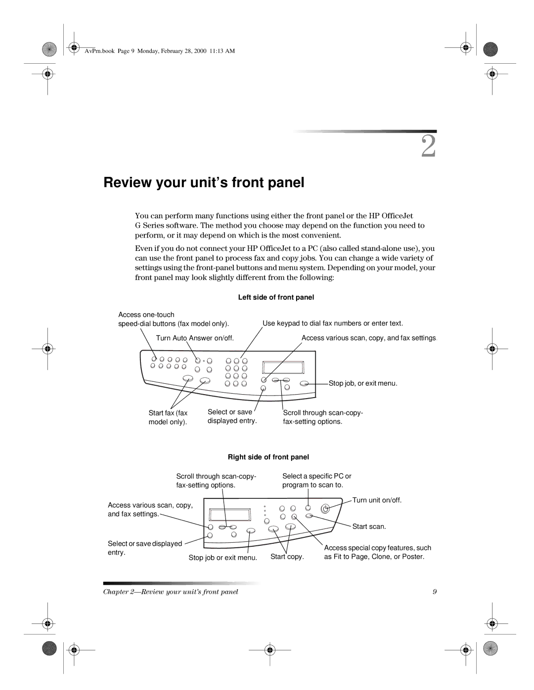 HP g55xi, g85xi, g95 manual Review your unit’s front panel, Left side of front panel 