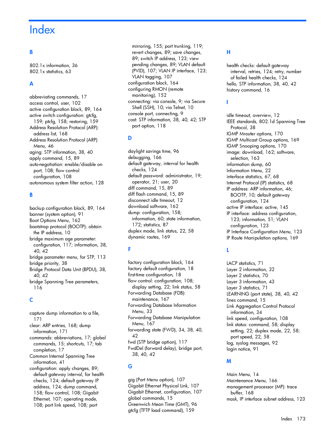 HP GbE2c manual Index 