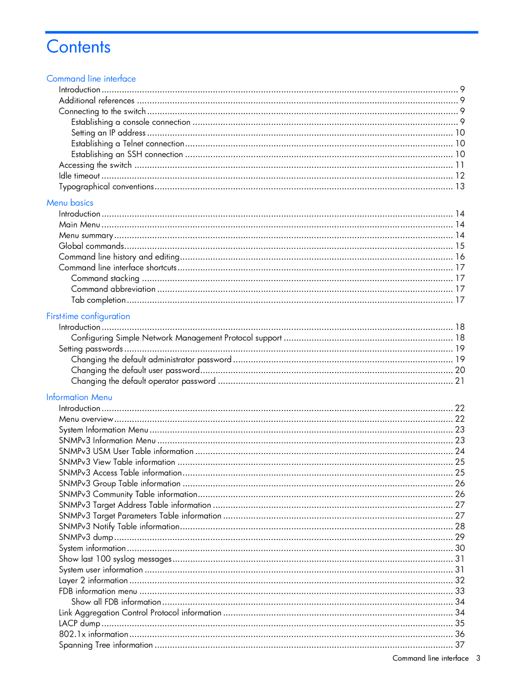 HP GbE2c manual Contents 