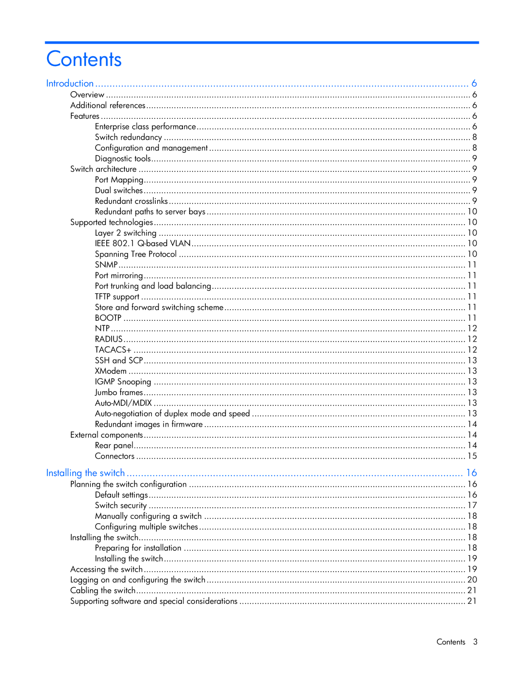 HP GbE2c manual Contents 