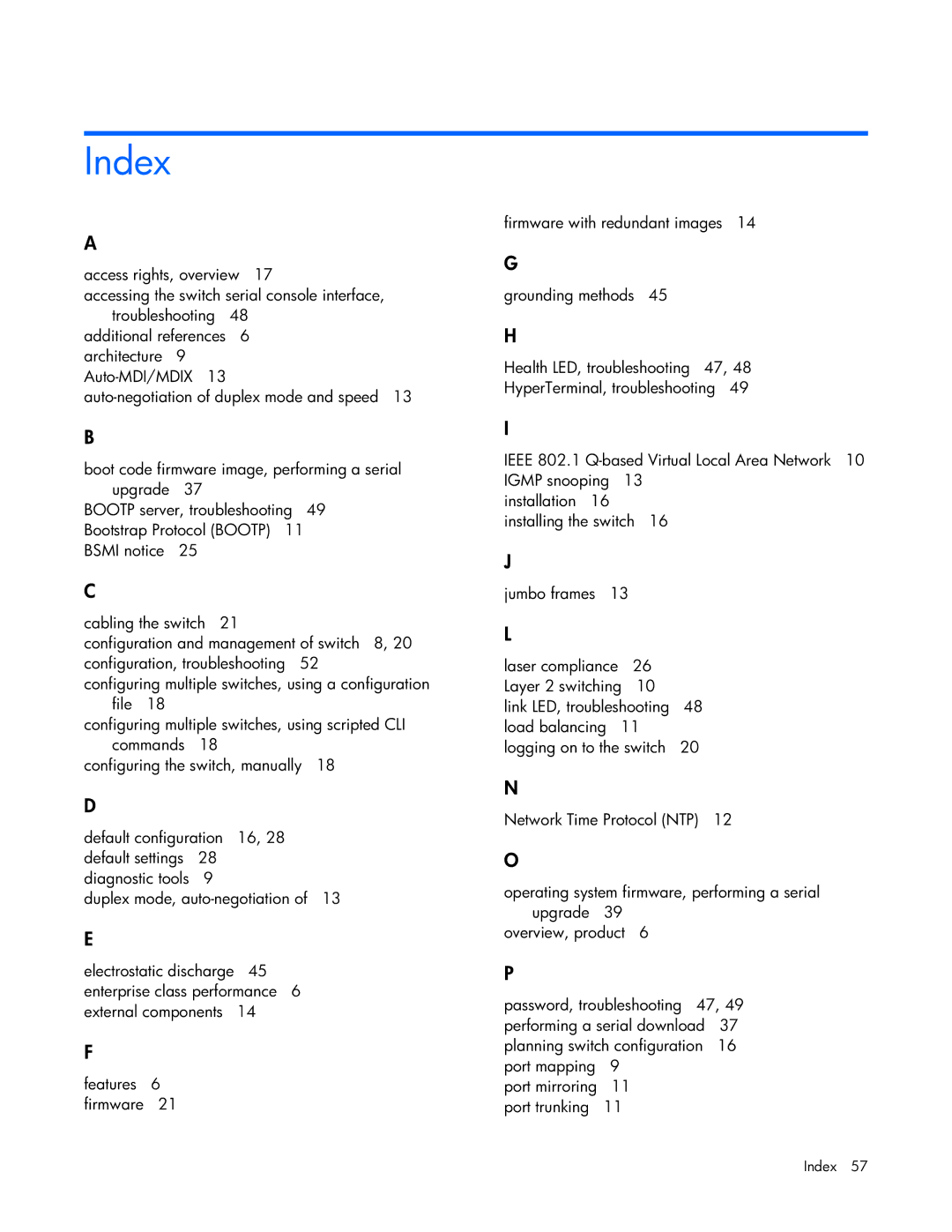 HP GbE2c manual Index 