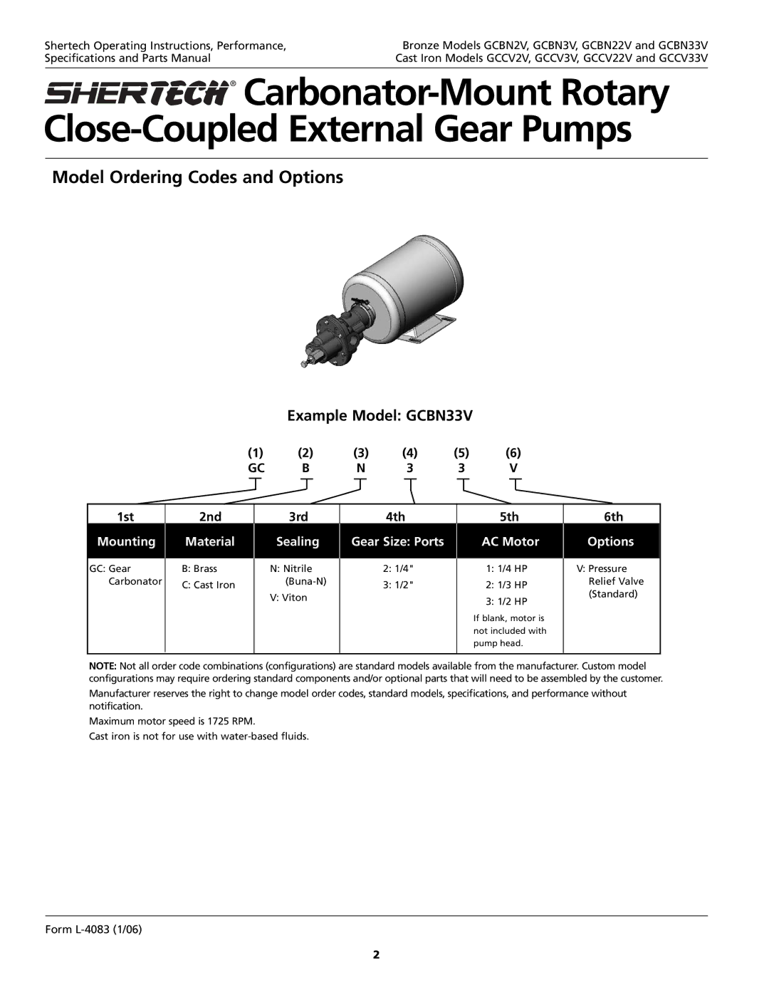 HP GCCV3V, GCCV2V, GCCV22V, GCBN2V, GCBN33V Shertech Operating Instructions, Performance, Specifications and Parts Manual 