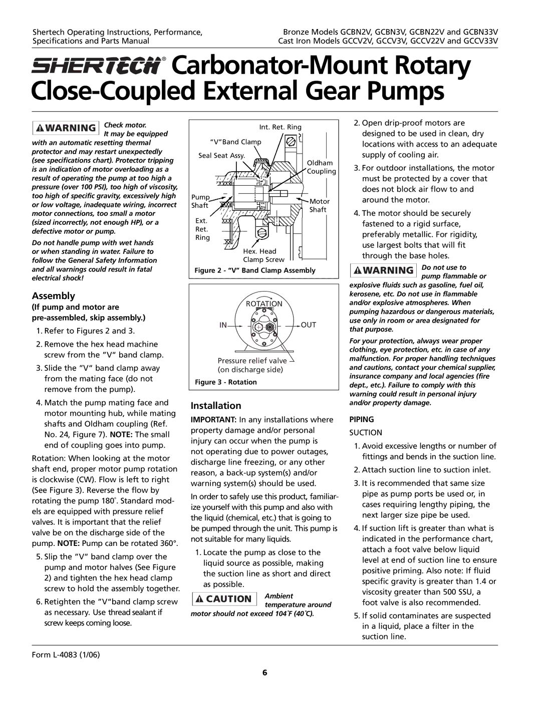 HP GGCBN3V, GCCV2V, GCCV22V, GCCV3V, GCBN2V, GCBN33V, GCBN22V manual Assembly, Installation, Piping, Suction 