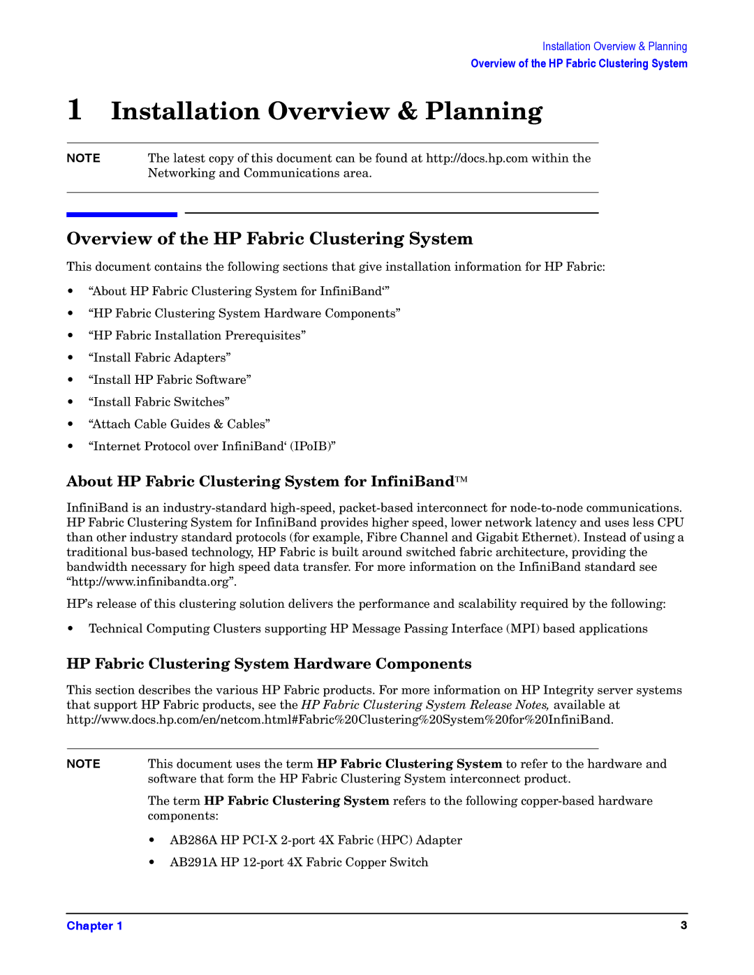 HP General IO Connectivity manual About HP Fabric Clustering System for InfiniBand 