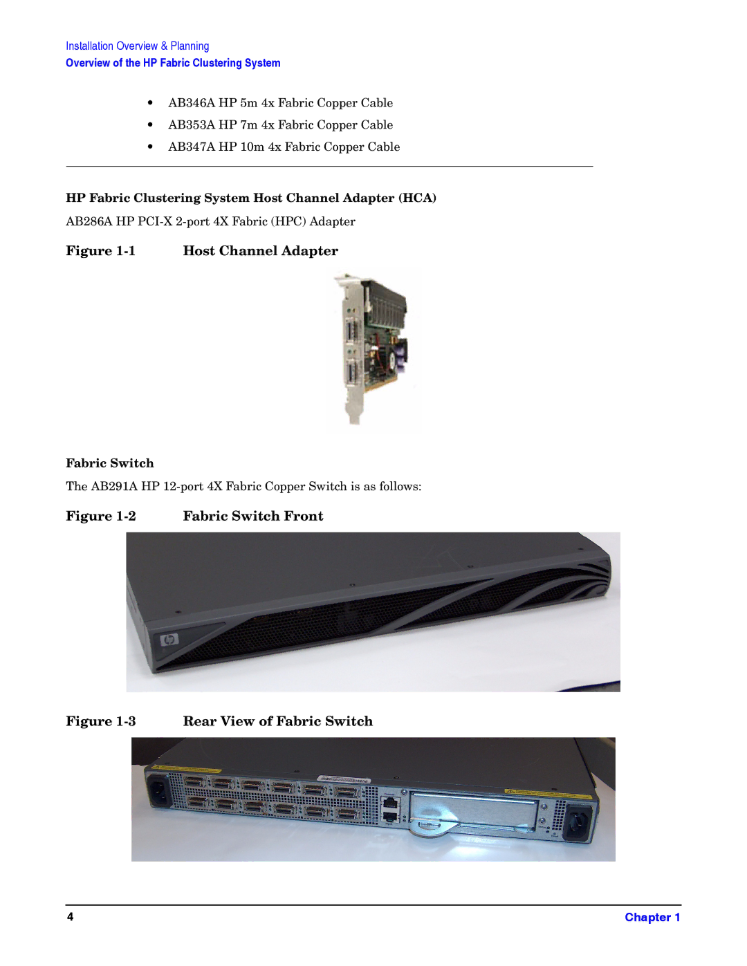 HP General IO Connectivity manual HP Fabric Clustering System Host Channel Adapter HCA, Fabric Switch 